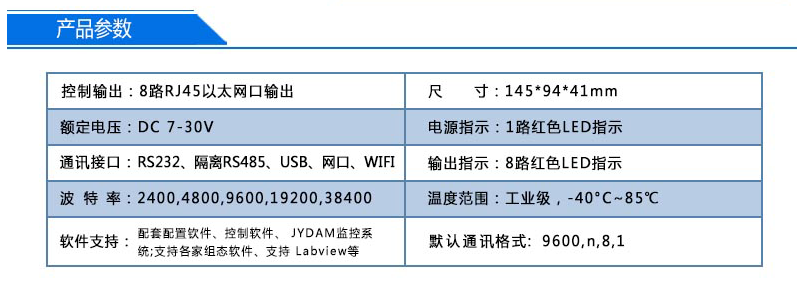 聚英八路主機(jī)控制模塊產(chǎn)品參數(shù)