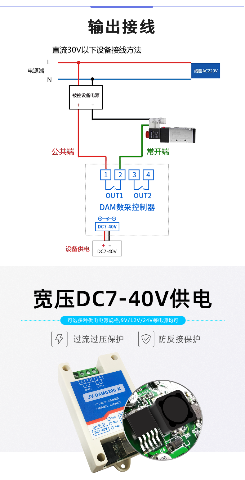 云平臺 DAM-0200-N 遠程智能控制器輸出接線