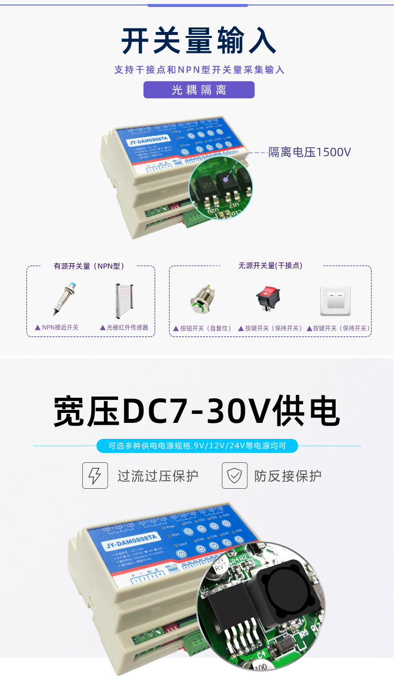 DAM-0808TA 工業(yè)級(jí)網(wǎng)絡(luò)數(shù)采控制器開關(guān)量輸入