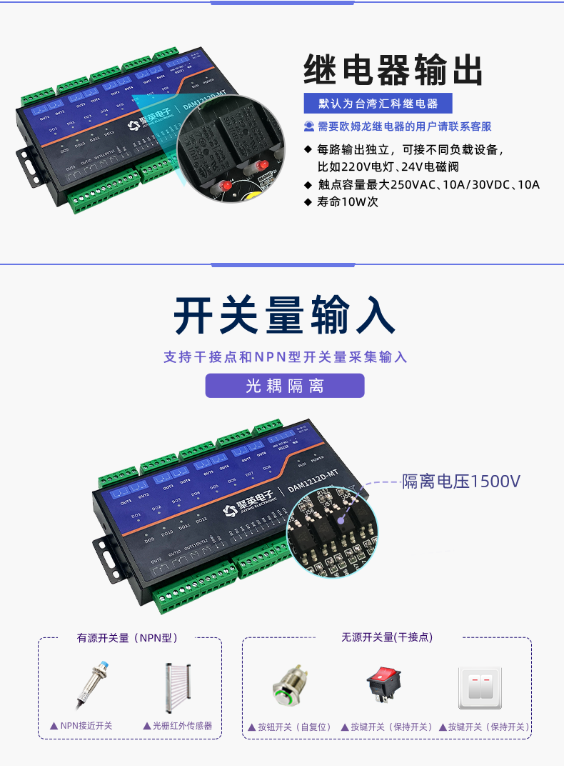 DAM1212D-MT 工業(yè)級(jí)I/O模塊開關(guān)量輸入