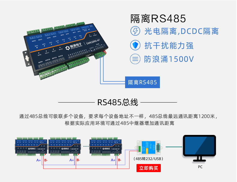 DAM1200D-MT 工業(yè)級I/O模塊通訊接口